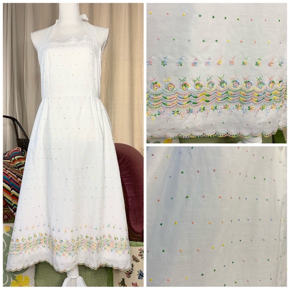Vintage Dresses & Skirts - 70s Eyelet Halter Dress